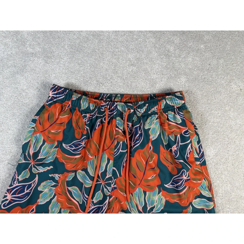 Cove Tropical Palm Leaf All Over Swim Trunks Mens Medium Multicolor Board Shorts